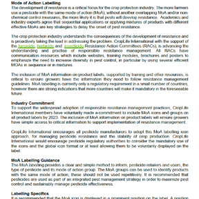 CropLife Mode of Action Labelling Guidance